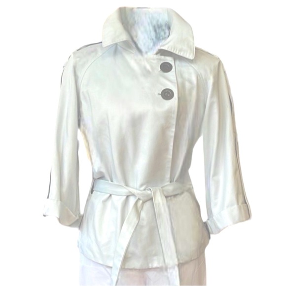 Calvin Klein Cropped Light Blue Trench - Picture 3 of 7